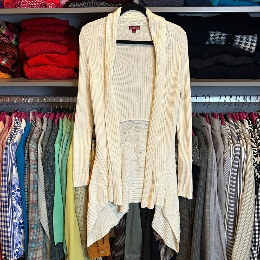 Merona cream long sleeve open front cardigan size S